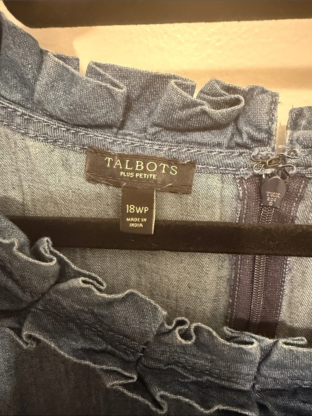 Talbots Ruffle Chambray Dress - Picture 2 of 3